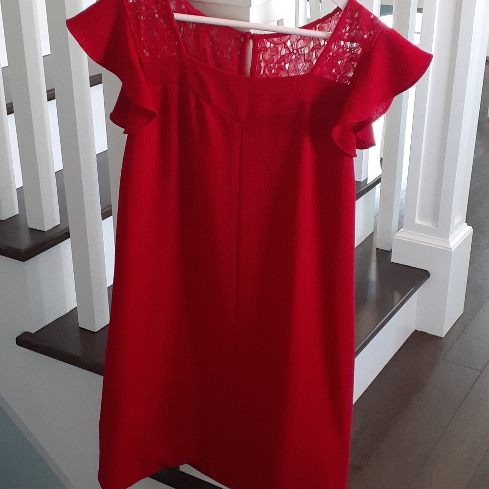 & Anthropologie HD Paris red ruffle & lace dress - Picture 4 of 8